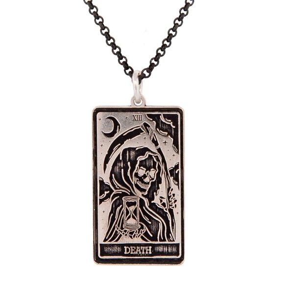 DEATH Tarot Card Necklace, Sterling Silver Tarot Necklace, Tarot Jewe… - Picture 1 of 4